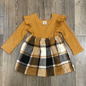 Plaid Long Sleeve Kids Dress